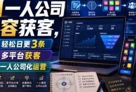 AI一人公司内容获客，轻松日更3条，多平台获客，一人公司化运营（更新）