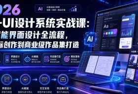 2026 AI+UI设计系统实战课:AI赋能界面设计全流程,从图标创作到商业级作品集打造