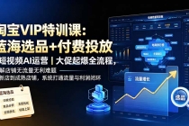 淘宝VIP特训课:蓝海选品+付费投放|短视频AI运营|大促起爆全流程,破解店铺无流量无利润难题