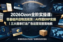 2026Ozon全阶实操课:零基础开店物流核算|AI作图ERP实操|三大爆单打法广告运营完整落地教程