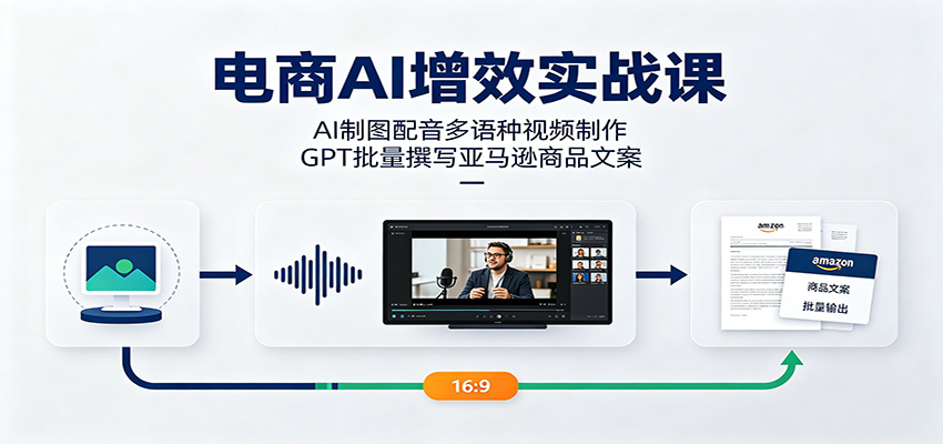 电商AI增效实战课:AI制图配音多语种视频制作,GPT批量撰写亚马逊商品文案 电商AI增效实战课:AI制图配音多语种视频制作,GPT批量撰写亚马逊商品文案