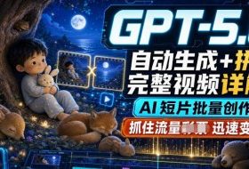 GPT-5.6自动生成+拼接完整视频详解,AI短片批量创作,抓住流量迅速变现!
