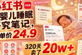 小红书卖婴儿睡眠研究笔记,客单价24.9,320天卖了20w+