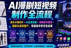 AI漫剧短视频制作全流程|剧本分镜创作・AI生成实操・剪辑发布落地・模板化高效量产,零基础手把手实战课