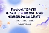 Facebook广告入门课:开户流程|广告层级结构|投放目标数据指标小白全套实操教学