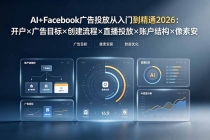 AI+Facebook广告投放从入门到精通2026:开户×广告目标×创建流程×直播投放×账户结构×像素安装×AI赋能