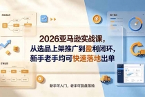 2026亚马逊实战课,从选品上架推广到盈利闭环,新手老手均可快速落地出单