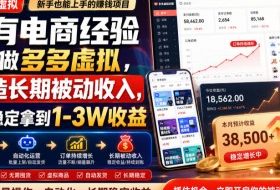没有电商经验也能做多多虚拟,打造长期被动收入,每月稳定拿到1-3W收益【揭秘】