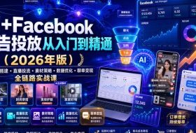 AI+Facebook广告投放从入门到精通(2026年版)|账户体系搭建・直播投流・素材策略・数据优化・聊单变现全链路实战课