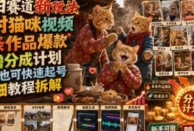 怀旧赛道新玩法,乡村猫咪视频,条条作品爆款,可撸分成计划,新手也可快速起号,详细教程拆解