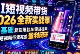 AI短视频带货2026全新实战课|零基础复刻爆款AI带货视频,跑通短视频带货完整盈利闭环