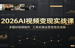 2026AI视频变现实战课：多题材视频制作，工具实操运营变现全流程