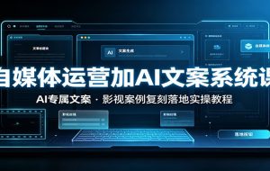 自媒体运营加AI文案系统课：：AI专属文案，影视案例复刻落地实操教程