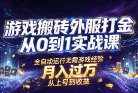 游戏搬砖外服打金从0到1实战课,从上号到收益,全自动运行无需游戏经验,月入过1W【揭秘】