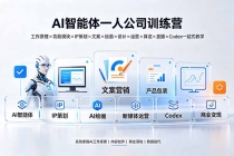 AI智能体一人公司训练营:工作原理×功能模块×IP策划×文案×绘画×设计×运营×算法×直播×Codex一站式教学