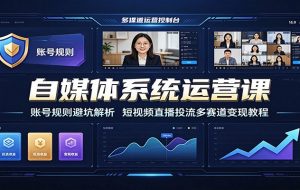 自媒体系统运营课:账号规则避坑解析,短视频直播投流多赛道变现教程