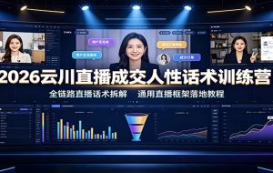 2026云川直播成交人性话术训练营:全链路直播话术拆解,通用直播框架落地教程