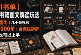 【AI书单】财富书籍图文解读玩法,一键直出,几十条视频,跑出1000单,全流程拆解,新手也可以上手