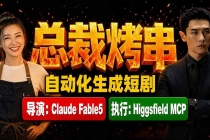 《总裁烤串》真人短剧全自动诞生！Claude Fable5 当导演，Higgsfield MCP 执行！