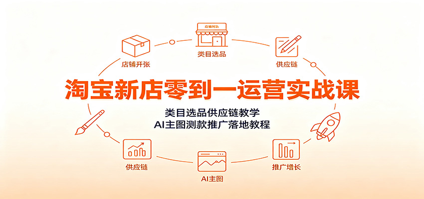 淘宝新店零到一运营实战课:类目选品供应链教学,AI主图测款推广落地教程 淘宝新店零到一运营实战课:类目选品供应链教学,AI主图测款推广落地教程