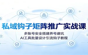 私域钩子矩阵推广实战课:多账号安全搭建养号避坑,AI工具批量设计引流钩子教程