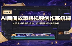 AI民间故事短视频创作系统课:文案生成精细化分段,剪辑封面制作实操教程