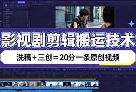 影视剧剪辑搬运技术,洗稿+三创=20分一条原创视频