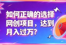 如何正确选择网创项目,避免被割韭菜,达到月入过1W及格线