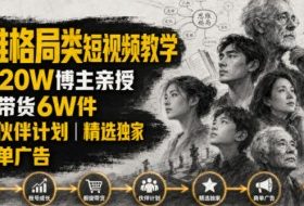 人性思维格局类短视频教学,抖音20W博主亲授,橱窗带货6W件,可做伙伴计划、精选独家、接商单广告