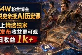 抖音64W粉丝博主大驴说史亲授AI历史课,可以上精选独家,全网发布收益更可观,单日收益1k+