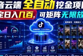 Dy云端全自动挖金项目，稳定日入几百，可矩阵无限放大！【揭秘】