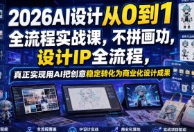 2026AI设计从0到1全流程实战课,不拼画功,设计IP全流程,真正实现用AI把创意稳定转化为商业化设计成果