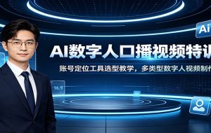 AI数字人口播视频特训课:账号定位工具选型教学,多类型数字人视频制作教程