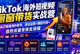 TikTok海外短视频橱窗带货实战营｜从0搭建海外账号，算法运营+爆款内容+自然流量变现全流程