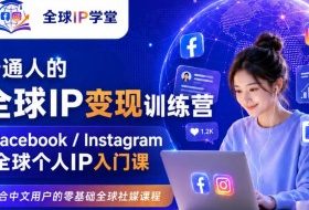 普通人的全球IP变现训练营，Facebook/Instagram全球个人IP入门课，零基础全球社媒课程