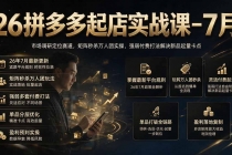 26拼多多起店实战课-7月｜市场调研定位赛道，矩阵秒杀万人团实操，强弱付费打法解决新品起量卡点