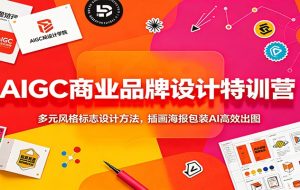 AIGC商业品牌设计特训营：多元风格标志设计方法，插画海报包装AI高效出图