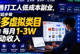 普通打工人低成本副业，从零起步做多多虚拟类目，收获每月1-3W被动收入【揭秘】