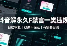 抖音解永久F禁言一类违规（自助恢复），不保证百分百，有需要自测
