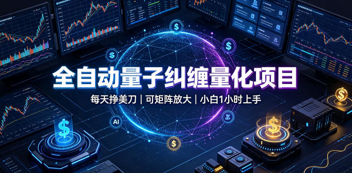 全自动量子纠缠量化项目,每天挣美刀,可矩阵放大,小白1小时上手【揭秘】