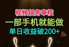 视频任务审核，一部手机就能做，简单上手，单日收益破200+【揭秘】