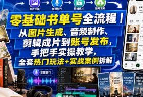 零基础书单号全流程|从图片生成、音频制作、剪辑成片到账号发布,手把手实操教学,全套热门玩法+实战案例拆解
