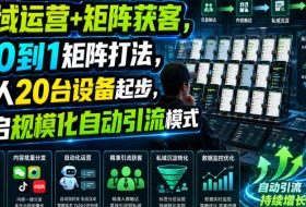 私域运营+矩阵获客，从0到1矩阵打法，一人20台设备起步，开启规模化自动引流模式！