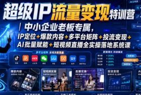 超级IP流量变现特训营｜中小企业老板专属，IP定位+爆款内容+多平台矩阵+投流变现+AI批量赋能+短视频直播全实操落地系统课