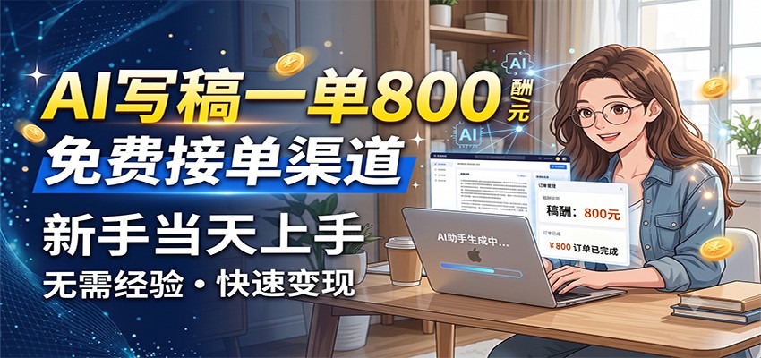AI写稿一单800,免费接单渠道,一单一结几十到上千,新手当天上手 AI写稿一单800,免费接单渠道,一单一结几十到上千,新手当天上手