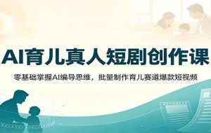 AI育儿真人短剧创作课：零基础掌握AI编导思维，批量制作育儿赛道爆款短视频