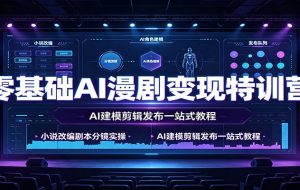 零基础AI漫剧变现特训营：小说改编剧本分镜实操，AI建模剪辑发布一站式教程