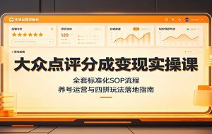 大众点评分成变现实操课：全套标准化SOP流程，养号运营与四拼玩法落地指南