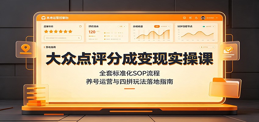大众点评分成变现实操课：全套标准化SOP流程，养号运营与四拼玩法落地指南