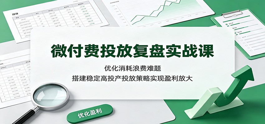 微付费投放复盘实战课:优化消耗浪费难题,搭建稳定高投产投放策略实现盈利放大 微付费投放复盘实战课:优化消耗浪费难题,搭建稳定高投产投放策略实现盈利放大